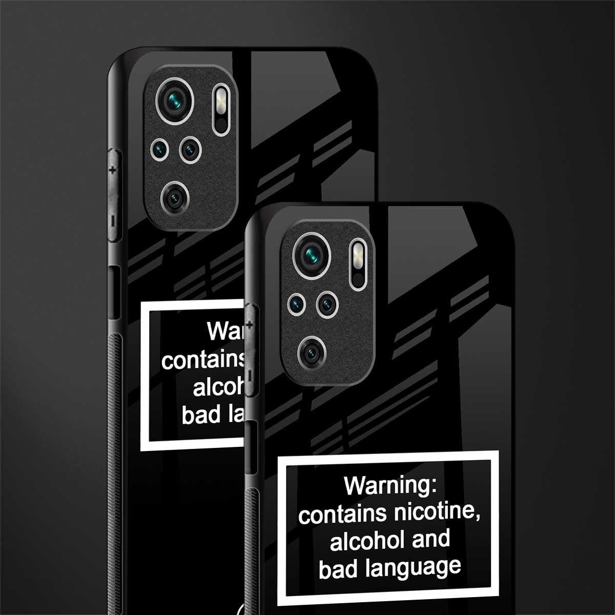 warning sign black edition glass case for redmi note 10s image-2