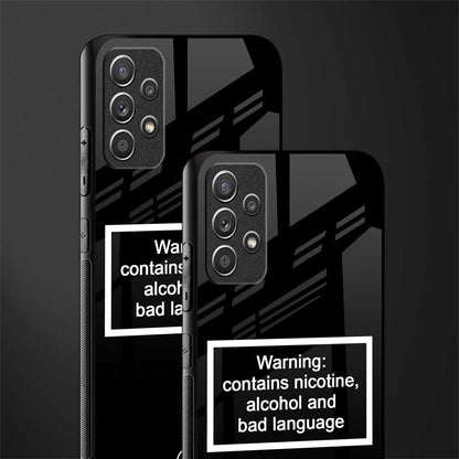 warning sign black edition glass case for samsung galaxy a72 image-2