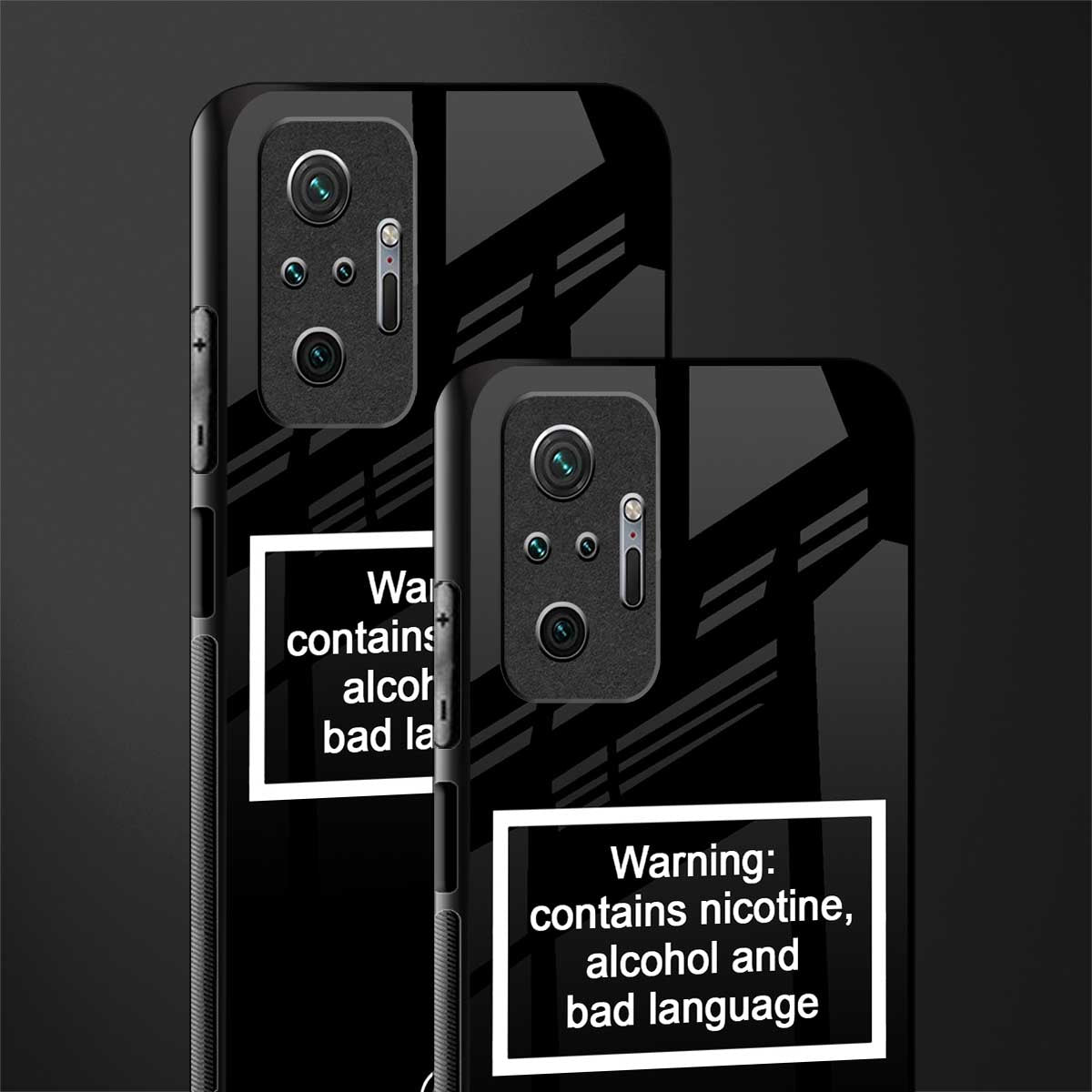 warning sign black edition glass case for redmi note 10 pro max image-2