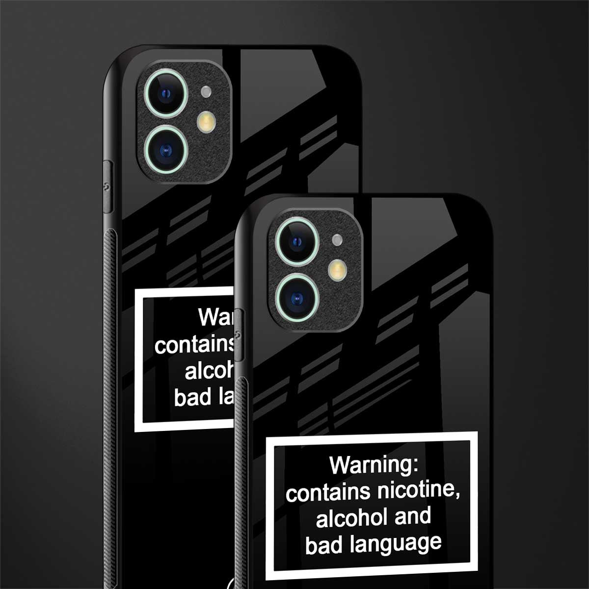 warning sign black edition glass case for iphone 12 mini image-2