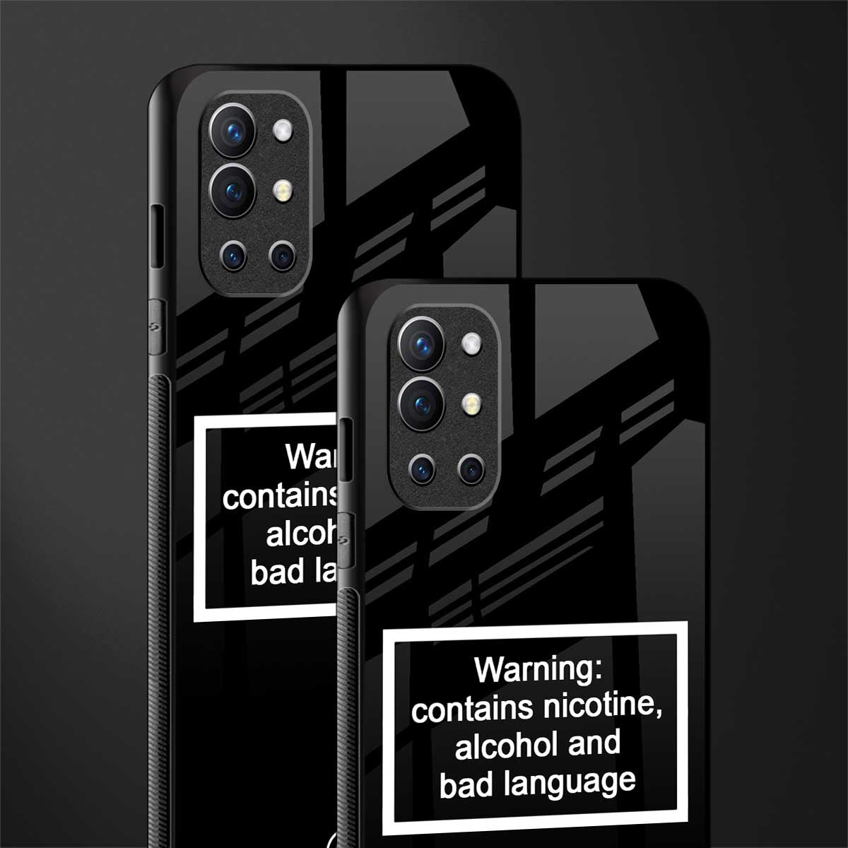 warning sign black edition glass case for oneplus 9r image-2