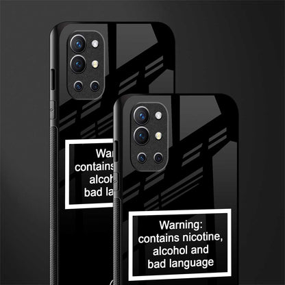 warning sign black edition glass case for oneplus 9r image-2