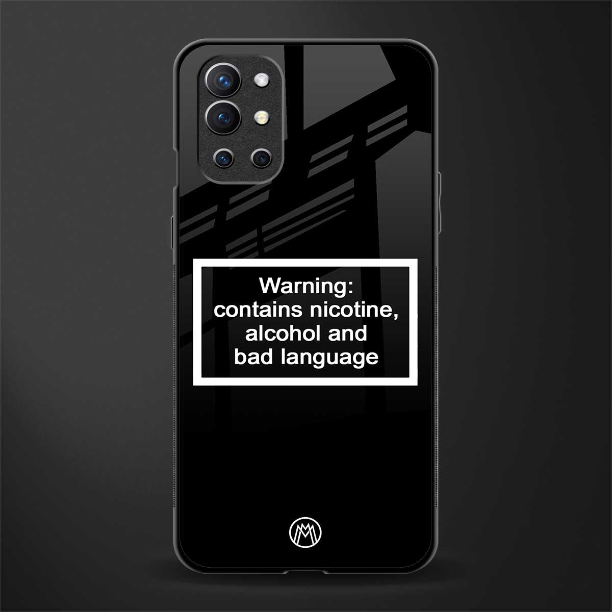warning sign black edition glass case for oneplus 9r image