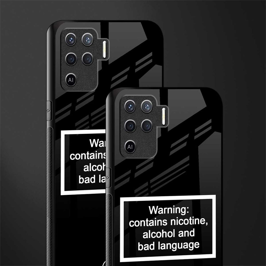 warning sign black edition glass case for oppo f19 pro image-2