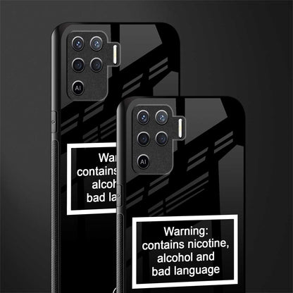 warning sign black edition glass case for oppo f19 pro image-2