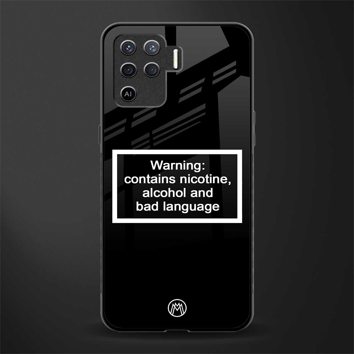 warning sign black edition glass case for oppo f19 pro image