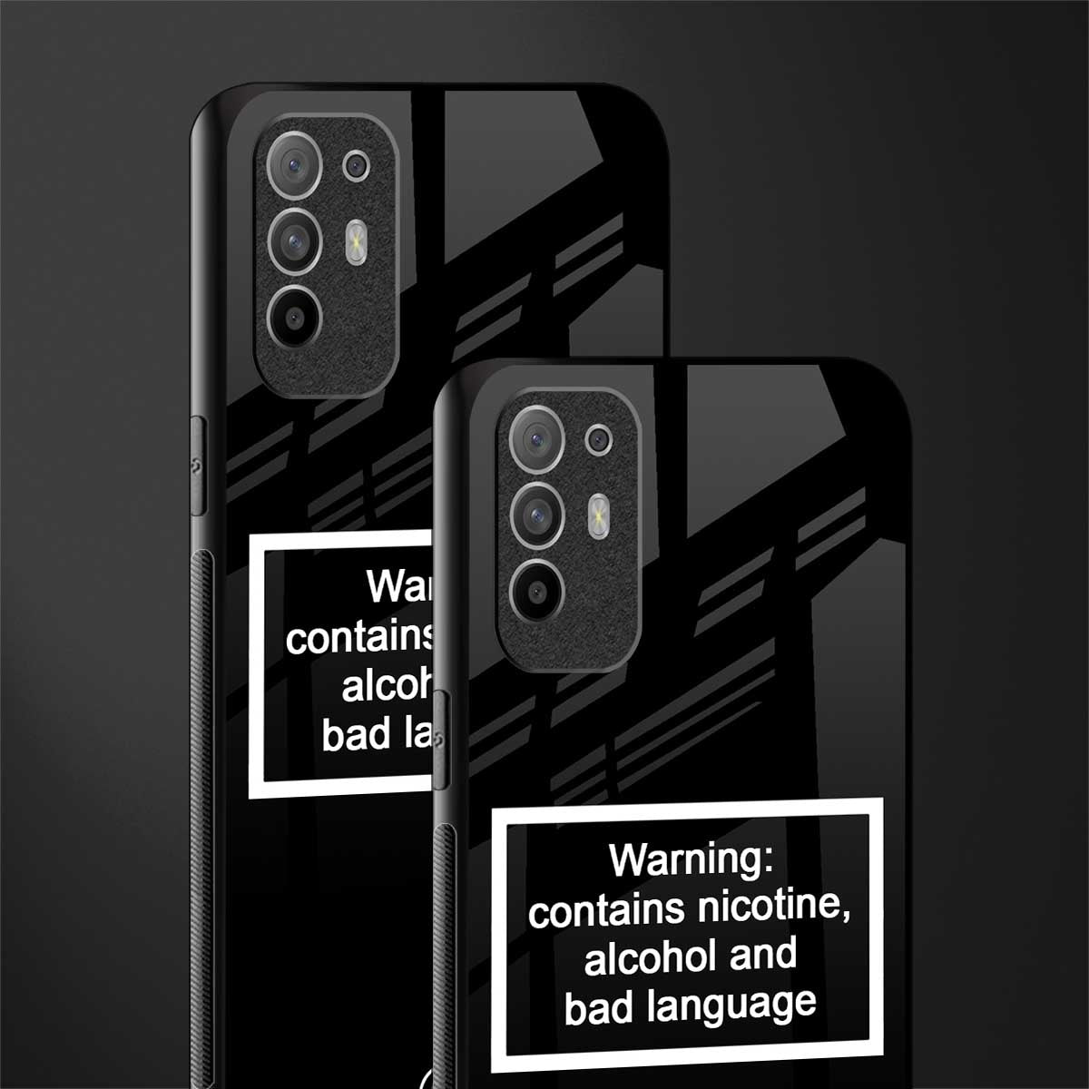 warning sign black edition glass case for oppo f19 pro plus image-2