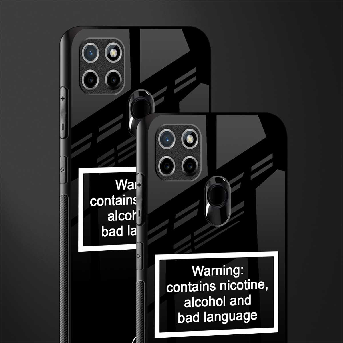 warning sign black edition glass case for realme c21 image-2