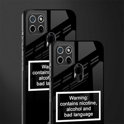 warning sign black edition glass case for realme c21 image-2
