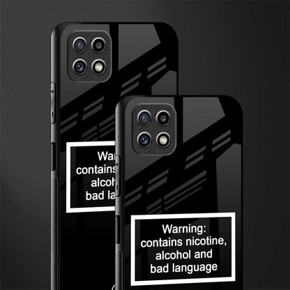 warning sign black edition glass case for samsung galaxy a22 5g image-2