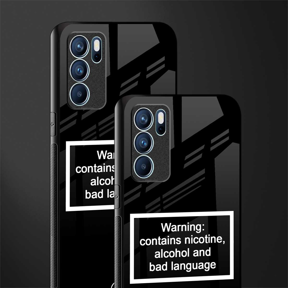 warning sign black edition glass case for oppo reno6 5g image-2