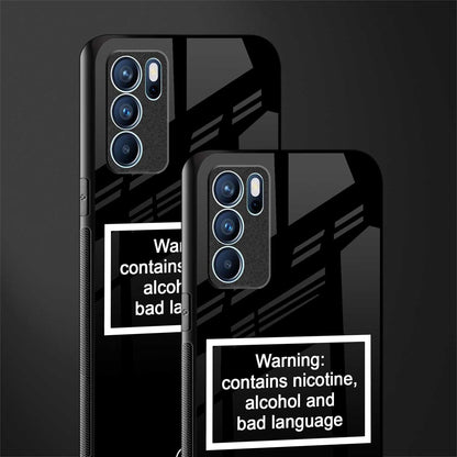 warning sign black edition glass case for oppo reno6 5g image-2