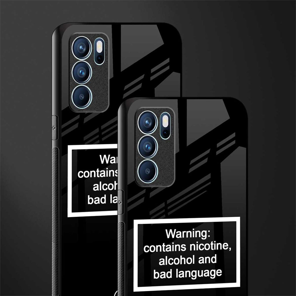 warning sign black edition glass case for oppo reno6 pro 5g image-2