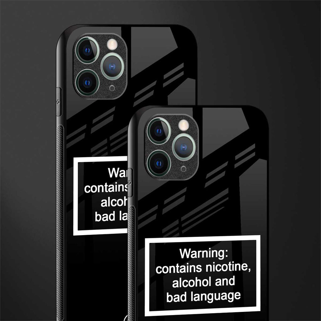 warning sign black edition glass case for iphone 11 pro max image-2