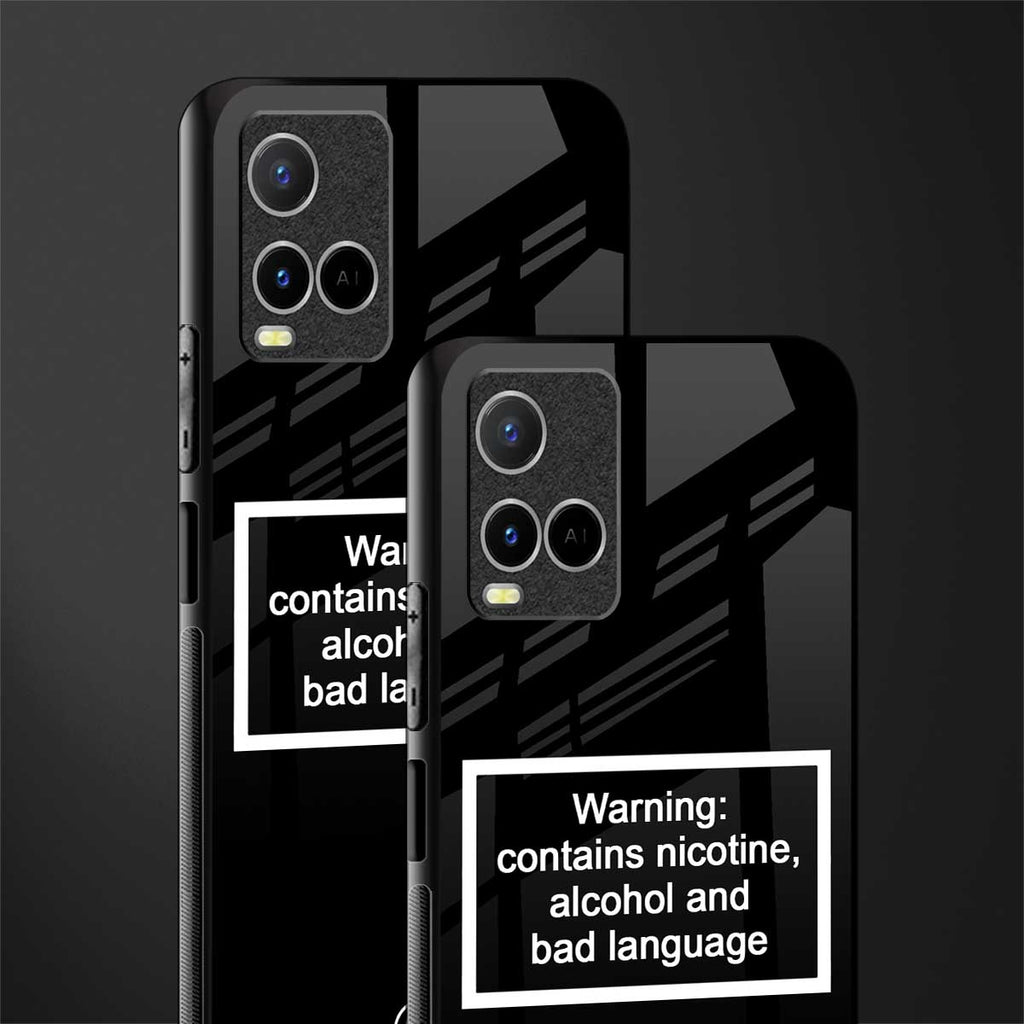 warning sign black edition glass case for vivo y21s image-2