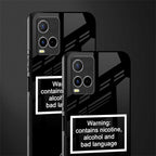warning sign black edition glass case for vivo y21s image-2
