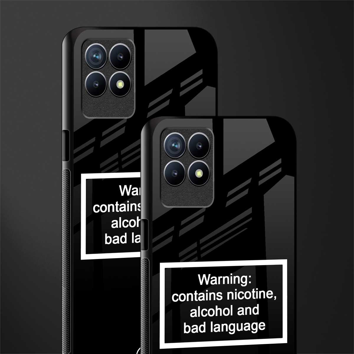 warning sign black edition glass case for realme 8i image-2