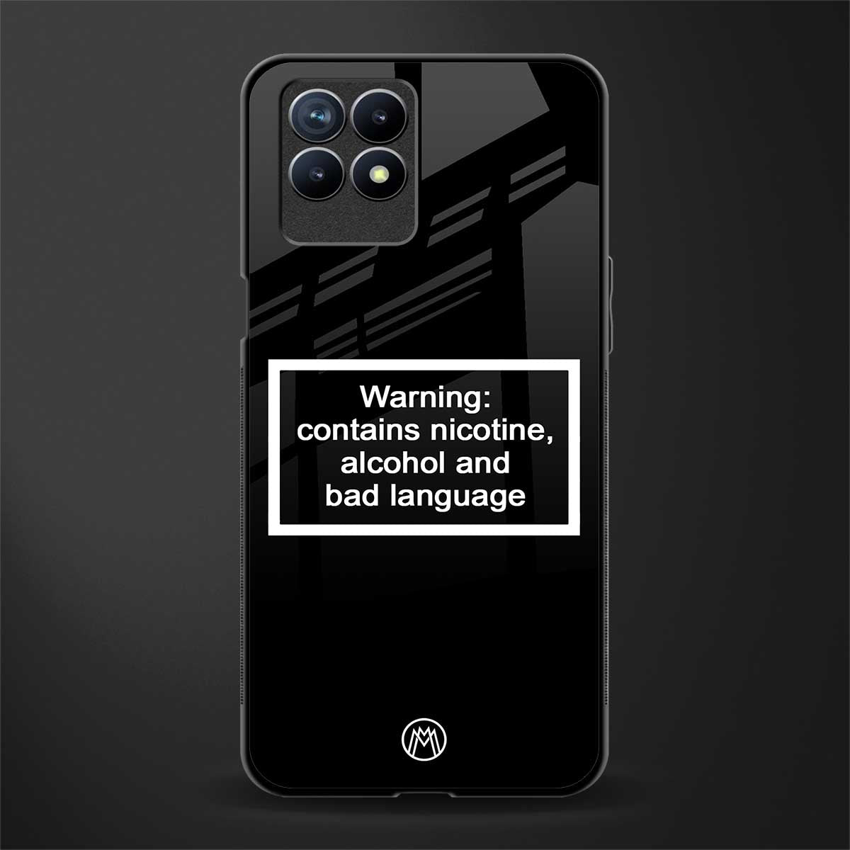 warning sign black edition glass case for realme narzo 50 image