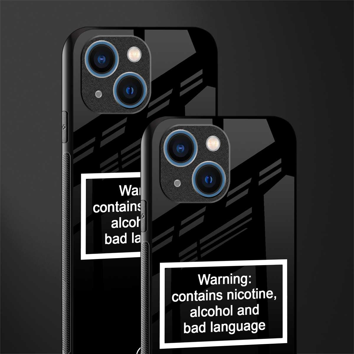 warning sign black edition glass case for iphone 13 mini image-2