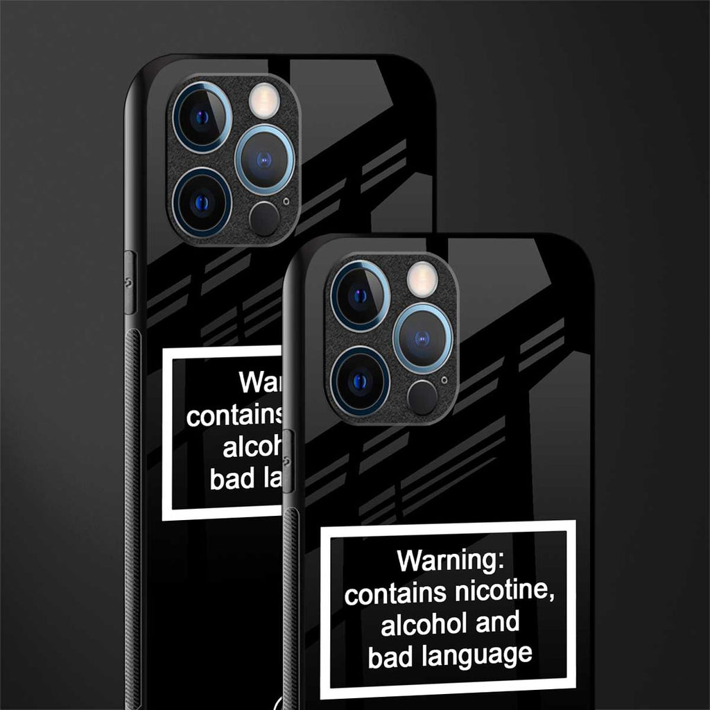 warning sign black edition glass case for iphone 12 pro image-2