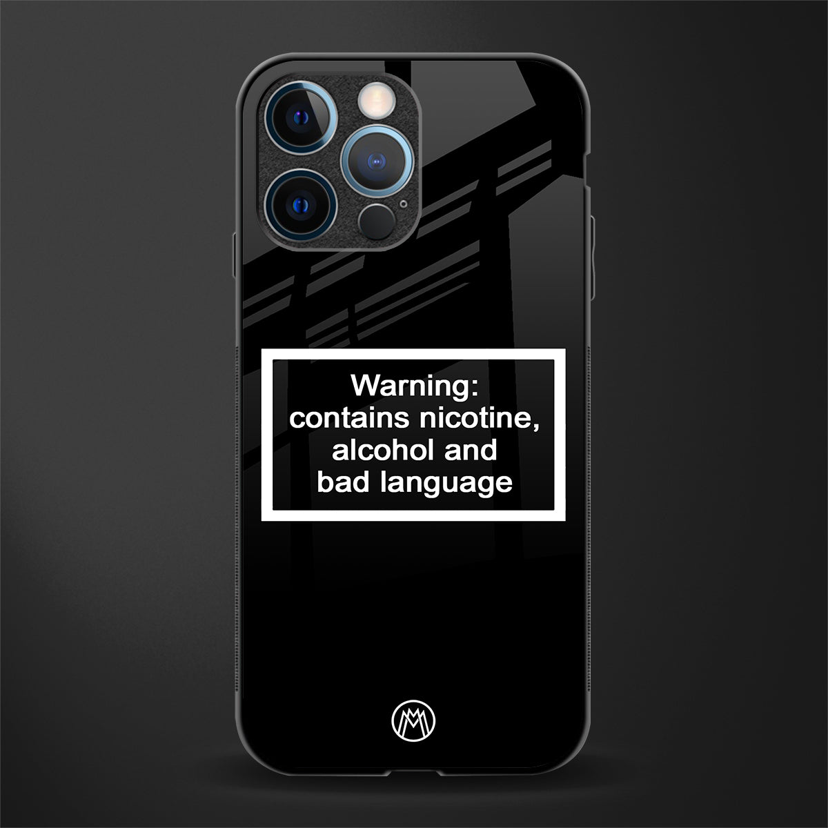 warning sign black edition glass case for iphone 14 pro image