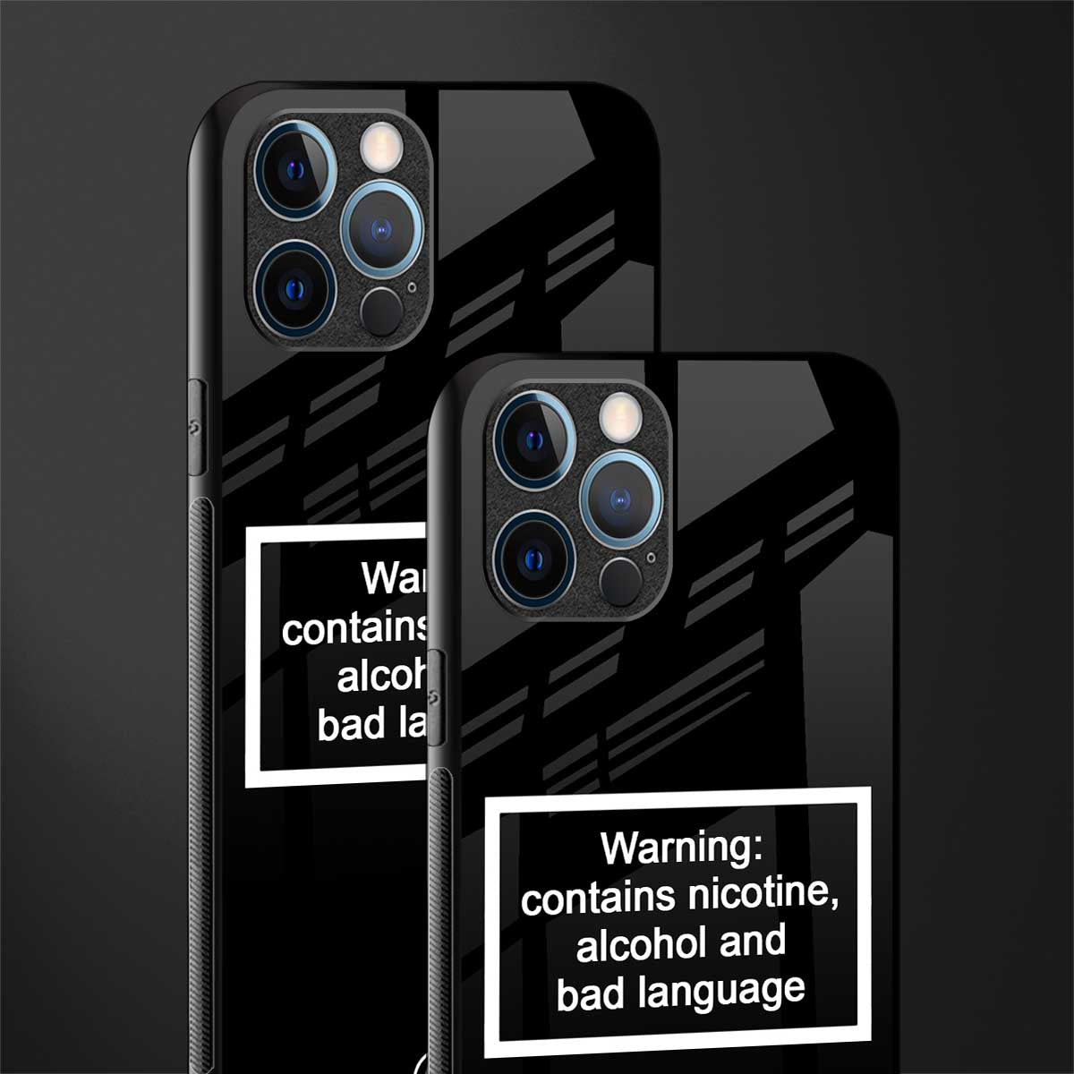 warning sign black edition glass case for iphone 12 pro max image-2