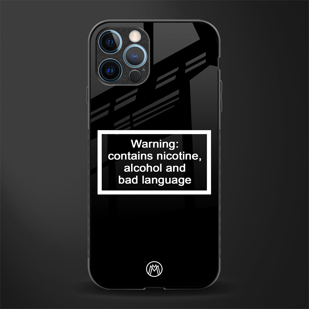 warning sign black edition glass case for iphone 12 pro max image