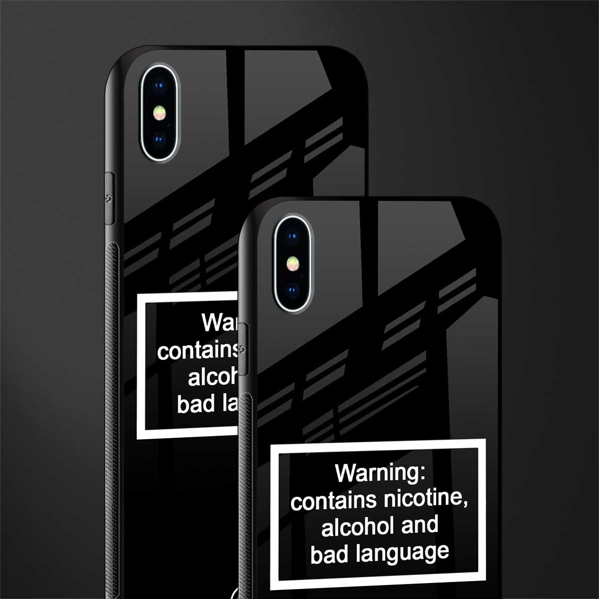 warning sign black edition glass case for iphone xs max image-2