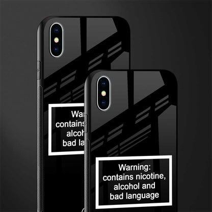 warning sign black edition glass case for iphone xs max image-2