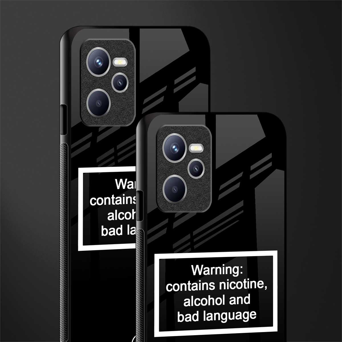 warning sign black edition glass case for realme c35 image-2