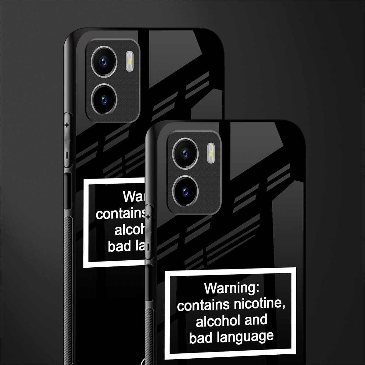 warning sign black edition glass case for vivo y15s image-2