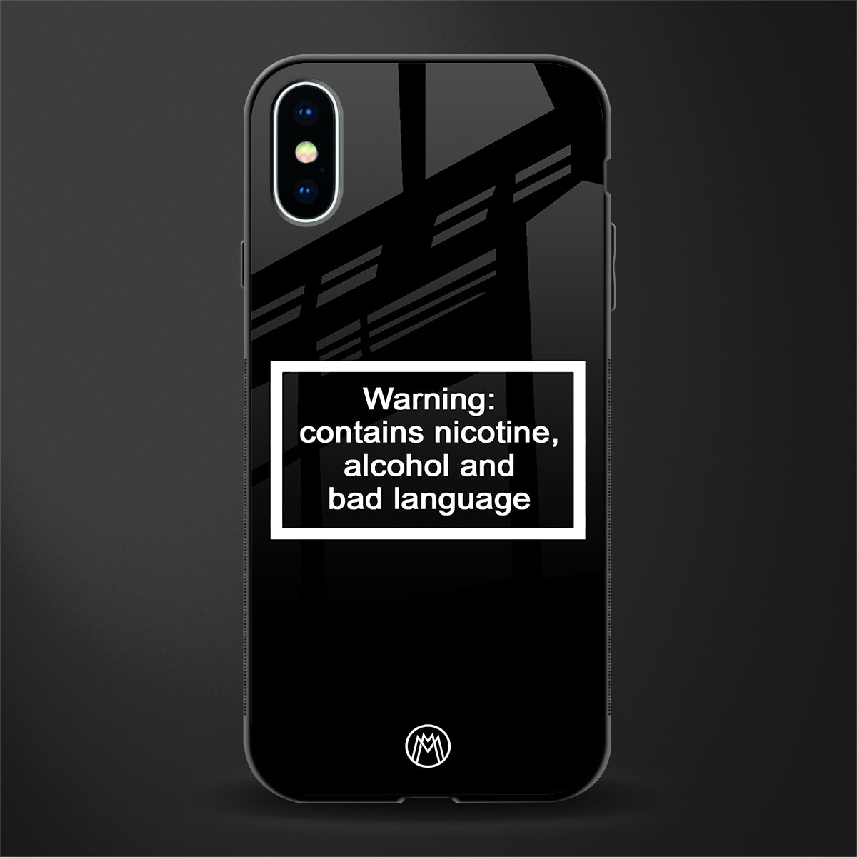 warning sign black edition glass case for iphone xs image