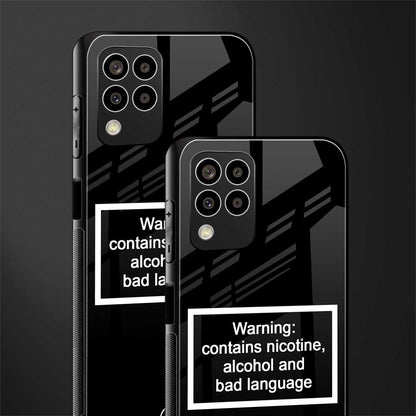 warning sign black edition back phone cover | glass case for samsung galaxy m33 5g