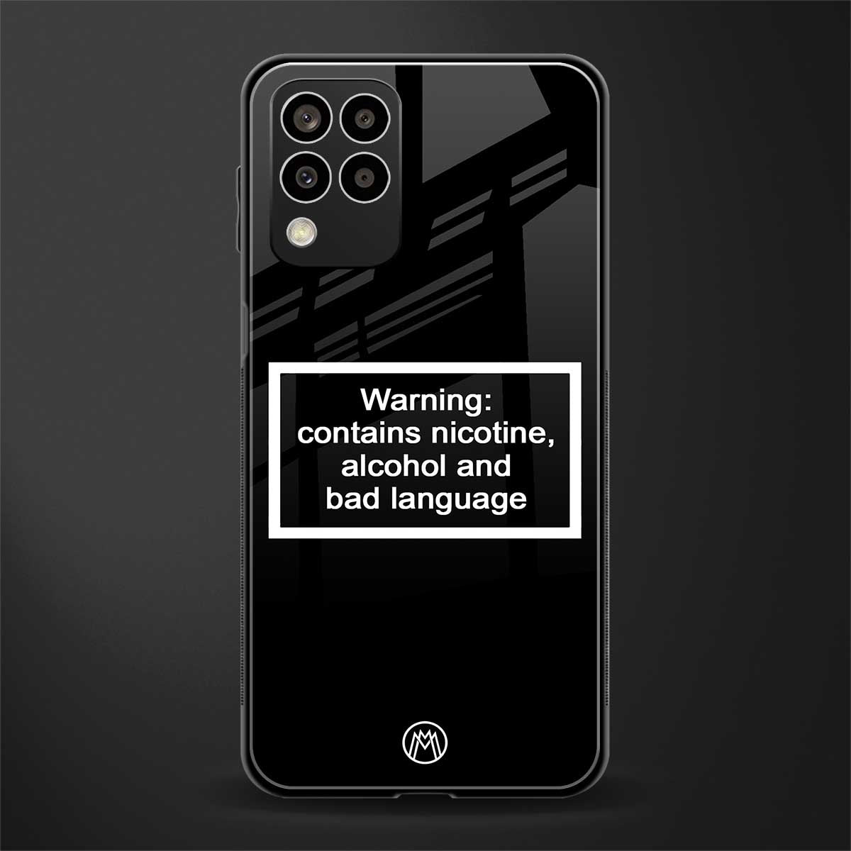warning sign black edition back phone cover | glass case for samsung galaxy m33 5g