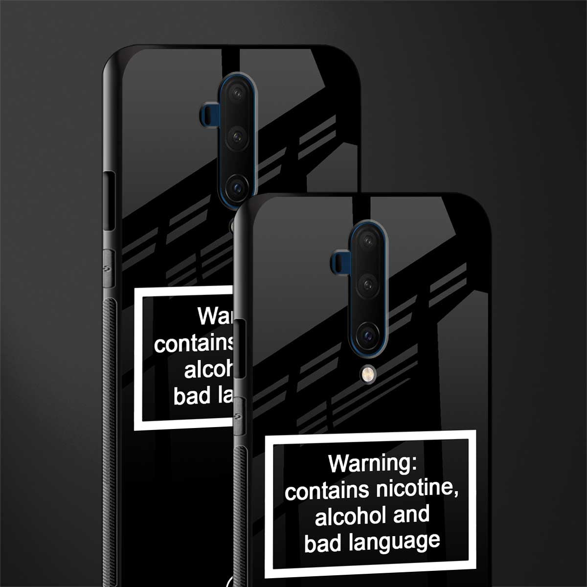 warning sign black edition glass case for oneplus 7t pro image-2