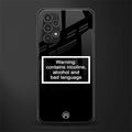 warning sign black edition back phone cover | glass case for samsung galaxy a13 4g