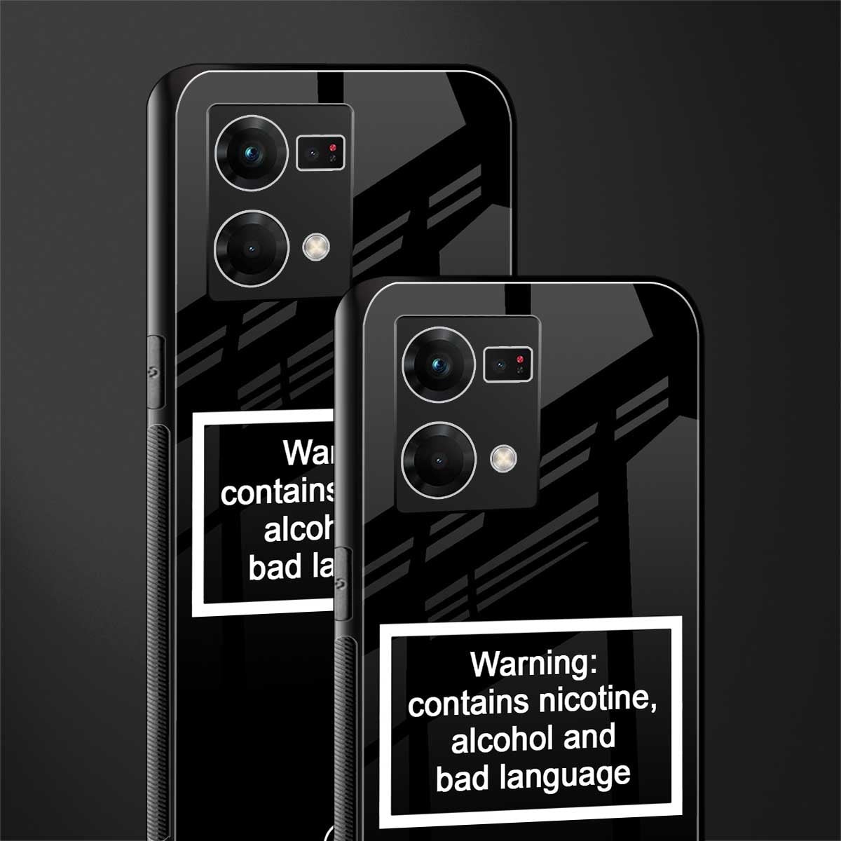 warning sign black edition back phone cover | glass case for oppo f21 pro 4g