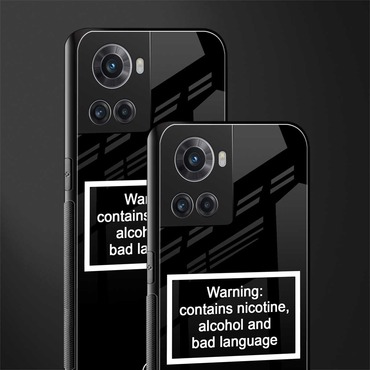 warning sign black edition back phone cover | glass case for oneplus 10r 5g