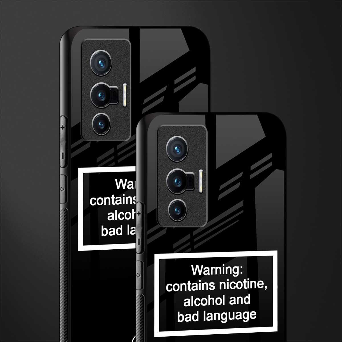 warning sign black edition glass case for vivo x70 image-2