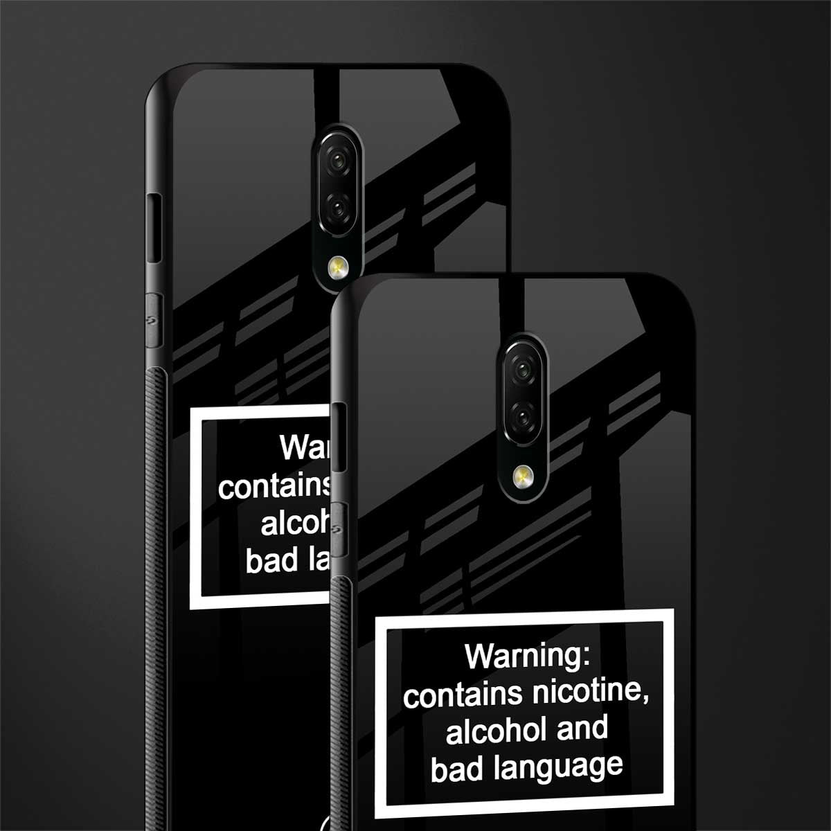 warning sign black edition glass case for oneplus 7 image-2