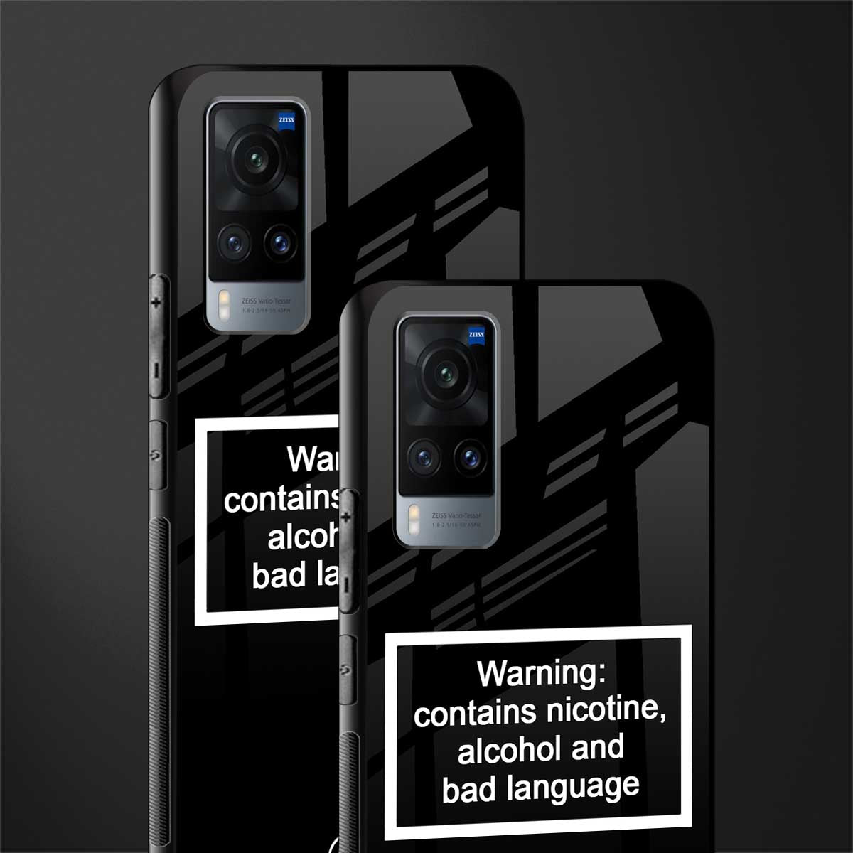 warning sign black edition glass case for vivo x60 image-2