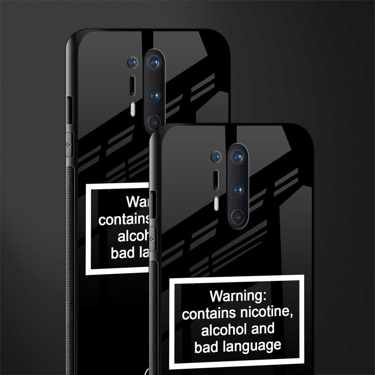 warning sign black edition glass case for oneplus 8 pro image-2