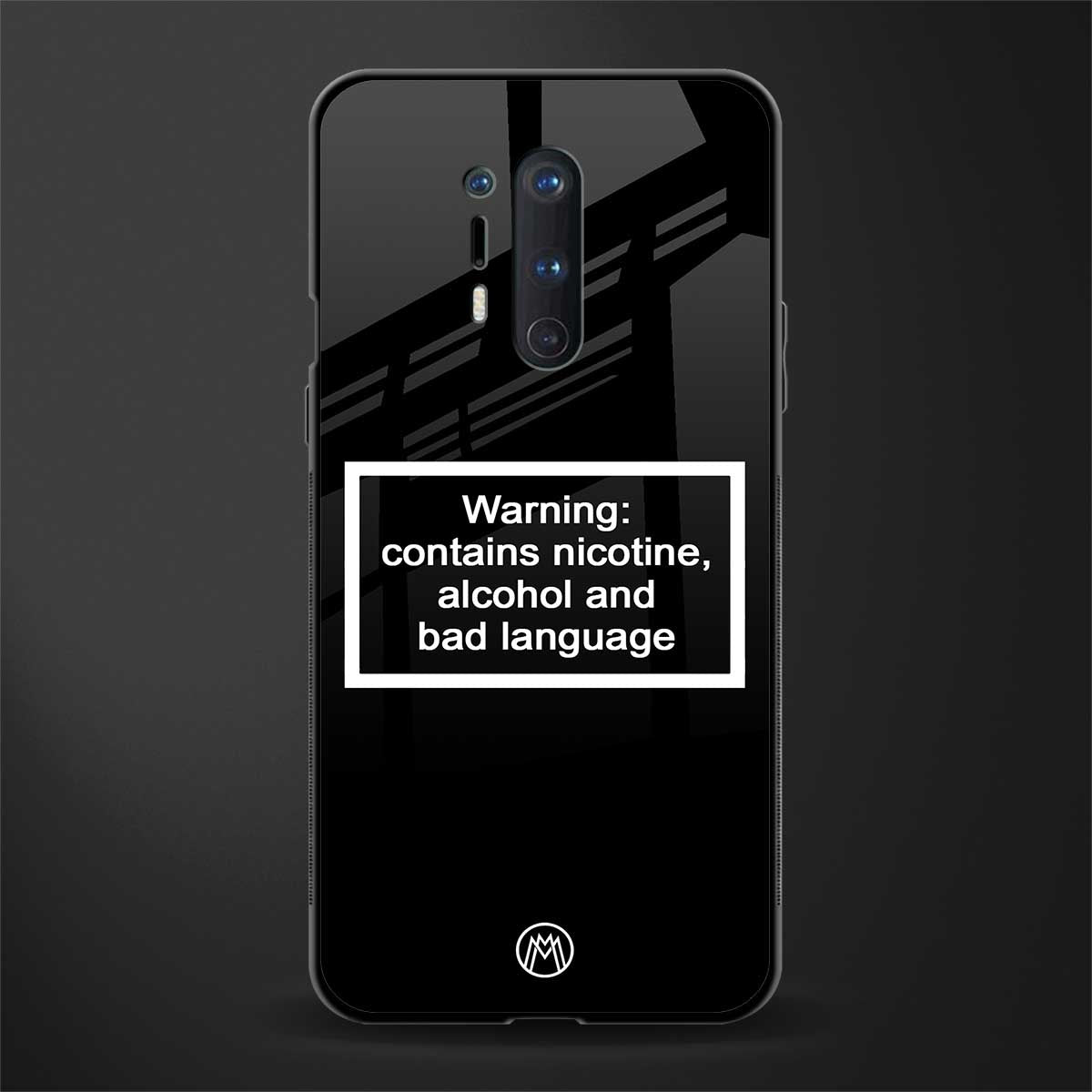 warning sign black edition glass case for oneplus 8 pro image