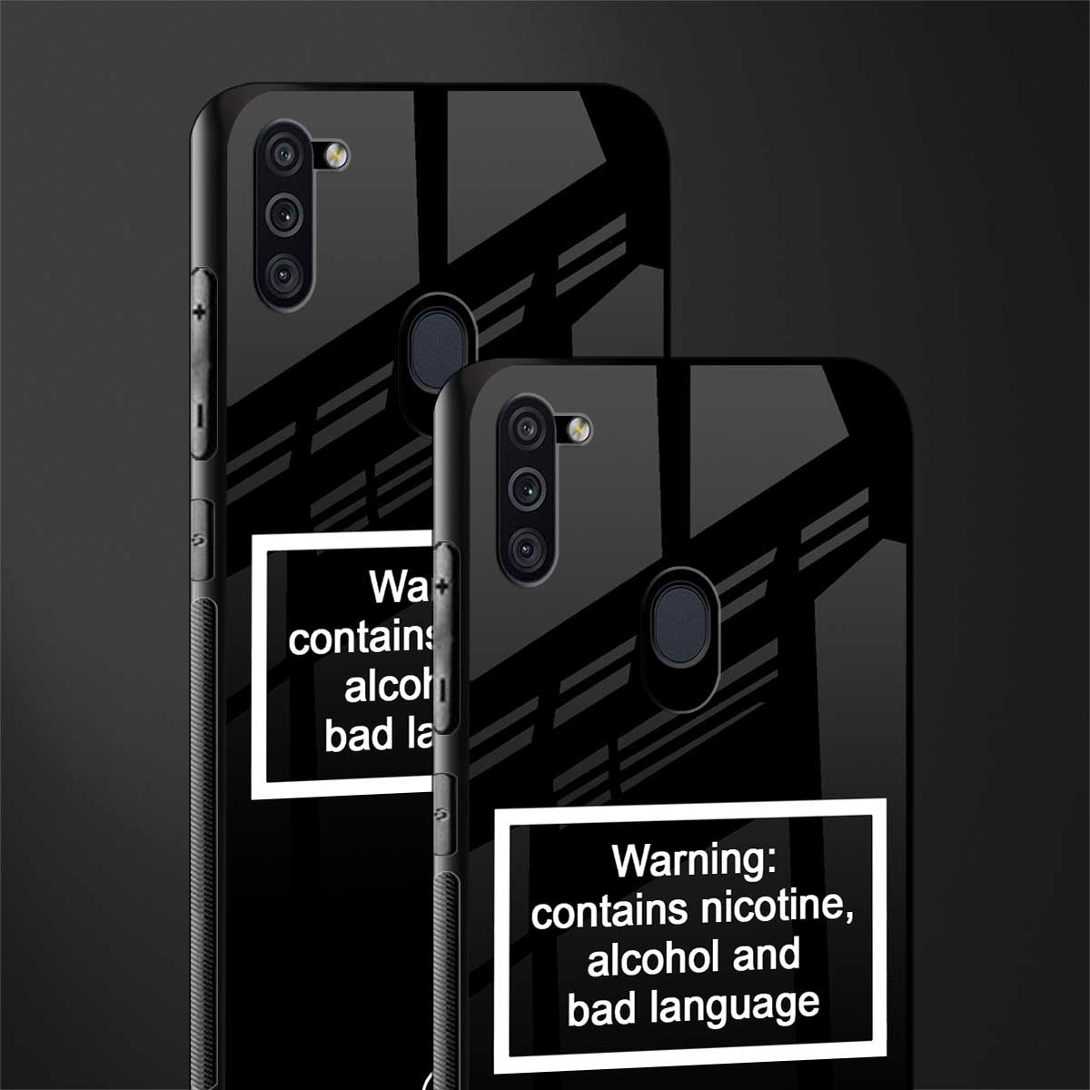warning sign black edition glass case for samsung galaxy m11 image-2