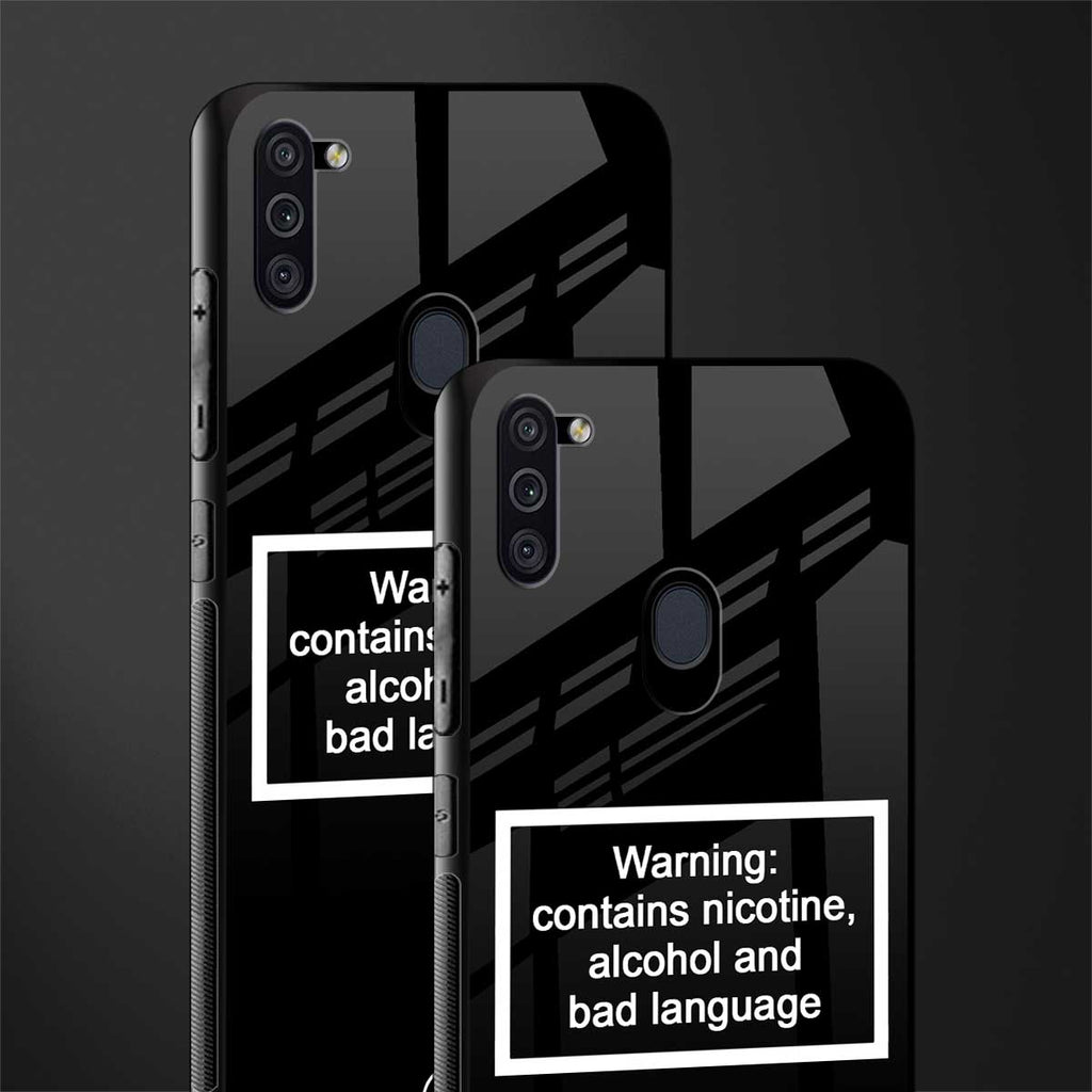 warning sign black edition glass case for samsung a11 image-2