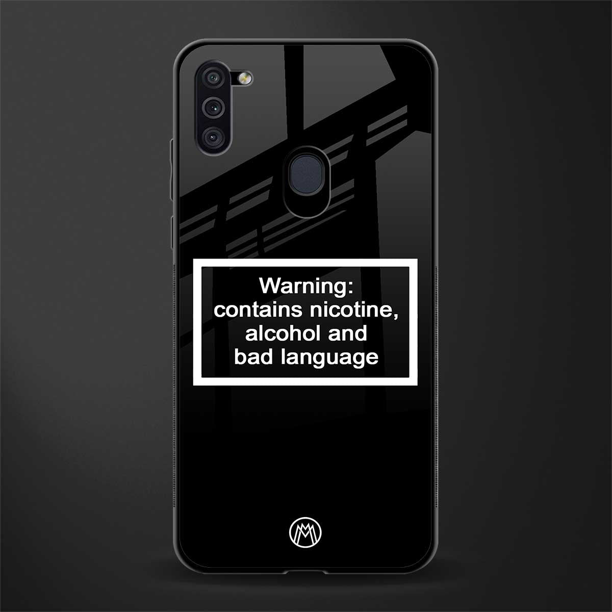 warning sign black edition glass case for samsung galaxy m11 image