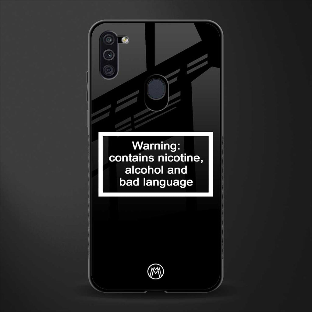warning sign black edition glass case for samsung a11 image