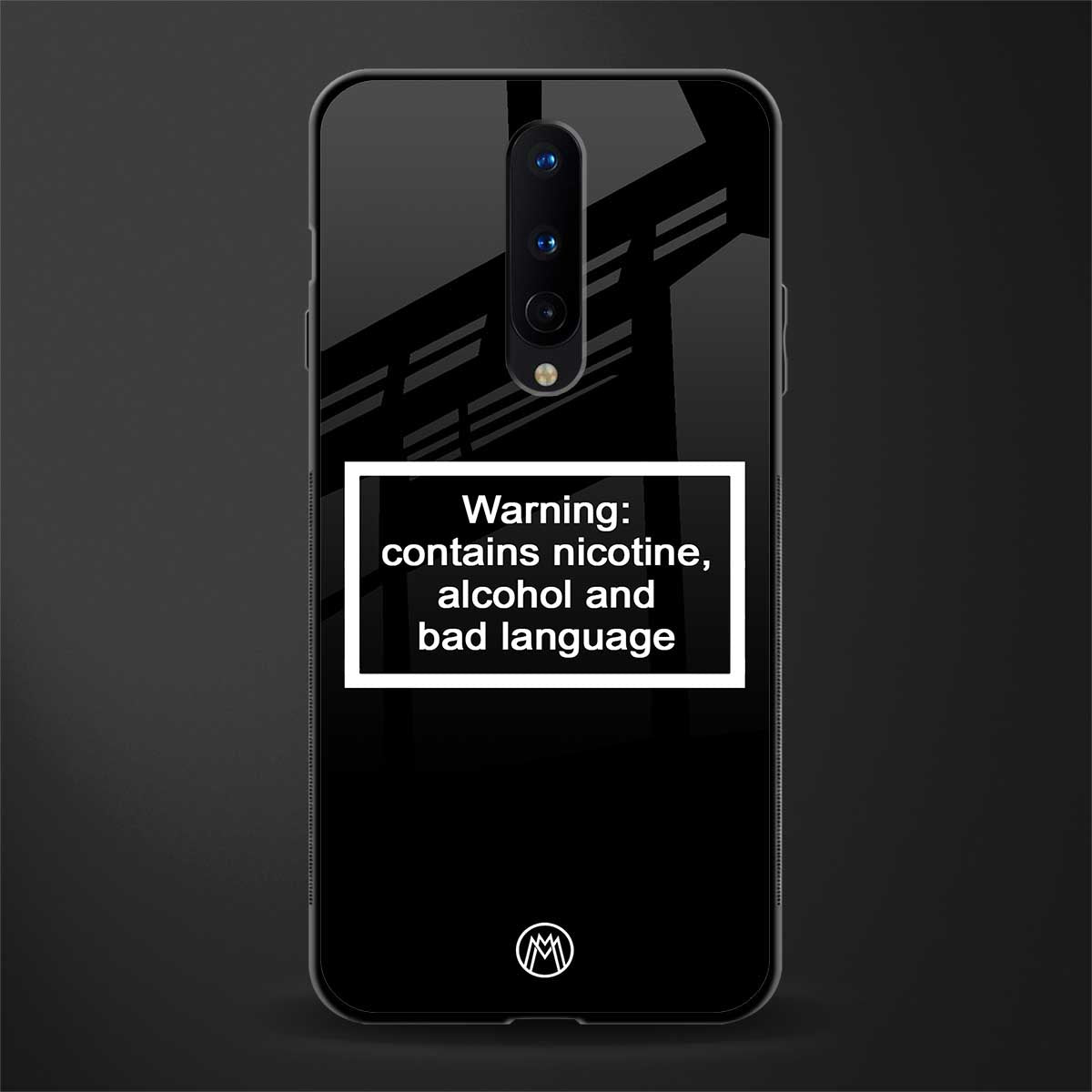 warning sign black edition glass case for oneplus 8 image