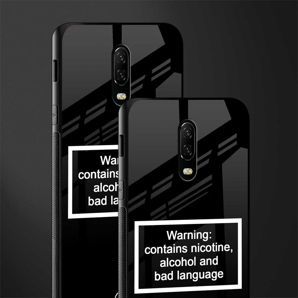 warning sign black edition glass case for oneplus 6t image-2