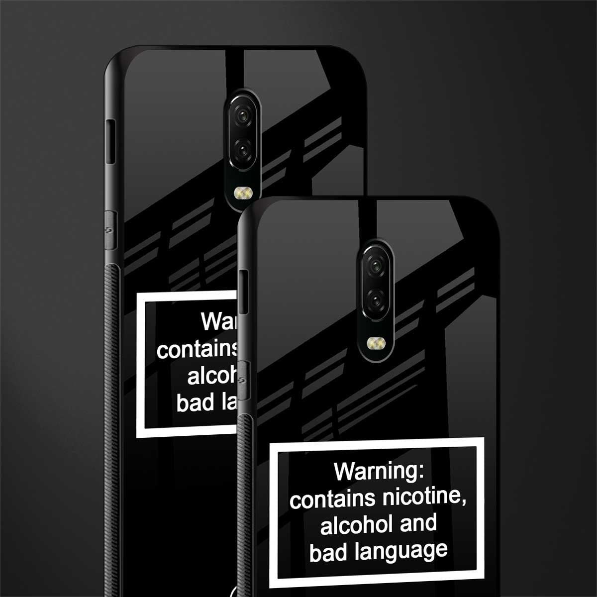 warning sign black edition glass case for oneplus 6t image-2